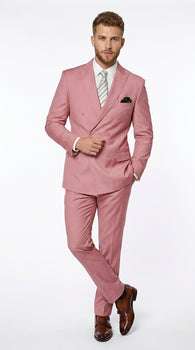 Men’s Blush Pink Double Breasted Easter Suit, Lightweight Summer Wedding Church Dress Suit Set