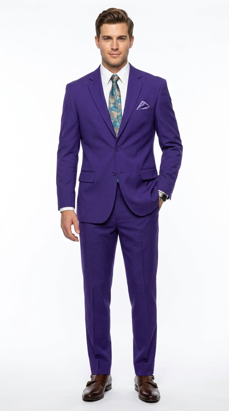 Men’s Purple Easter Suit,  Lightweight 2 Piece Suit for Weddings, Church, Prom & Summer Events Modern Fit