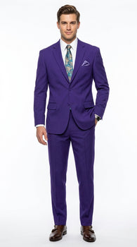 Men’s Purple Easter Suit, Modern Fit Lightweight 2 Piece Suit for Weddings, Church, Prom & Summer Events
