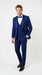 Men’s Bright Sapphire Blue 1 Button Shawl Lapel Vested Tuxedo, Formal Wedding Prom Dinner Suit Set