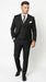 Mens Italian Wool Suit Color Black - Men's Designer Wool Pleated Pant Vested Black Gangster Pinstripe Suit