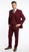 Men’s Burgundy Wine Maroon 3 Piece Vested Suit, Peak Lapel Formal Wedding Church Dress Suit Set