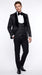 Rossi Man Men’s Black 3-Piece Tuxedo - Floral Jacquard Shawl Lapel Wedding and Prom Suit