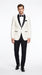 Men’s Ivory Wedding Suit with Black Satin Lapels – Groom Formal Suit Jacket and Pants