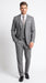 Men’s Charcoal Grey Windowpane Plaid 3 Piece Suit, 2 Button Vested Formal Dress Suit
