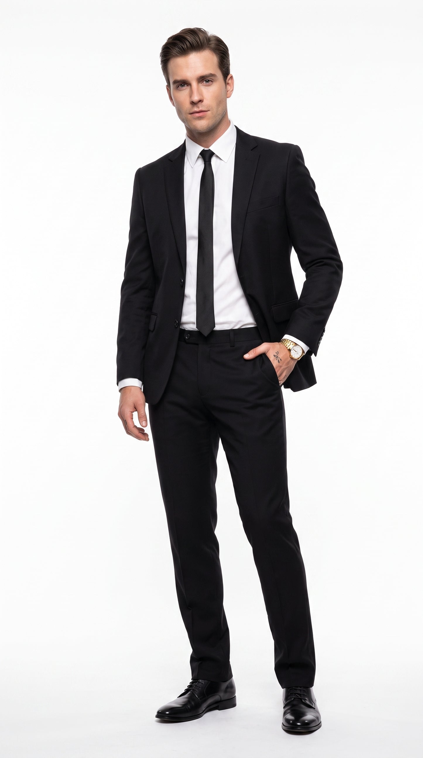 Men’s Blues Brothers Black Suit Costume Package with Shirt and Tie, Classic Formal Outfit
