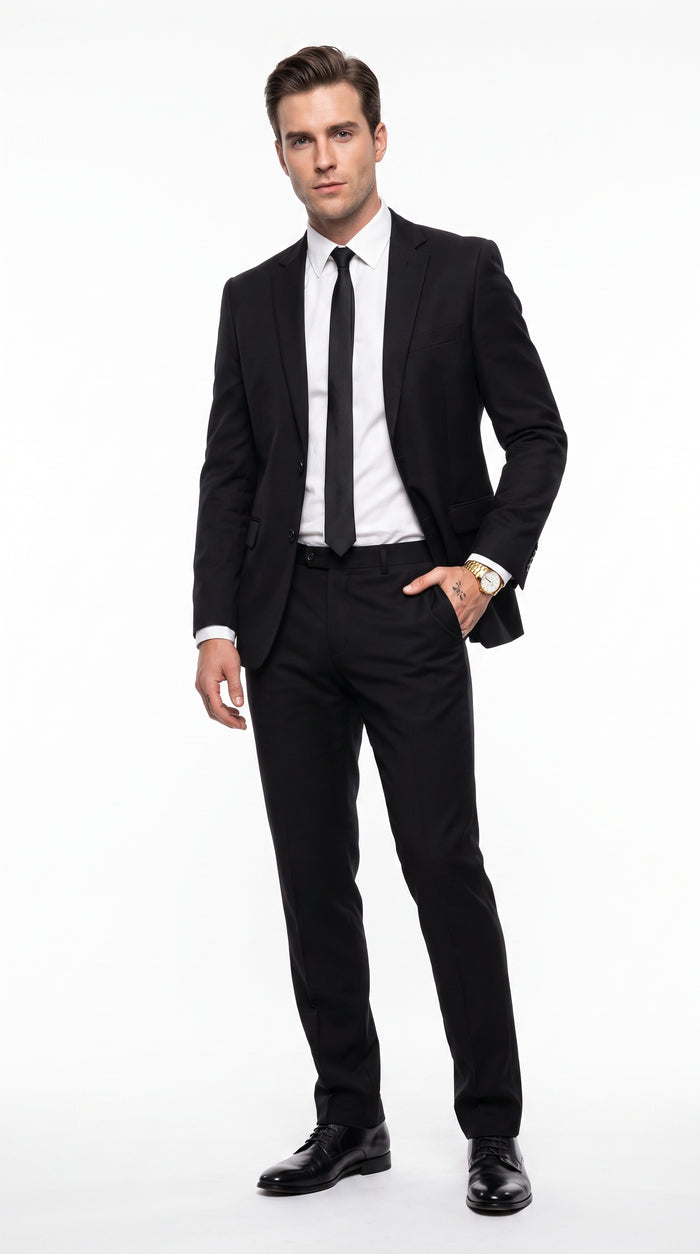 Men’s Blues Brothers Black Suit Costume Package with Shirt and Tie, Classic Formal Outfit