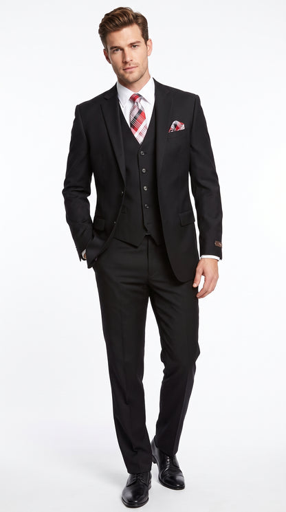Alberto Nardoni Men’s Black 3 Piece Suit, Classic Fit Formal Wedding Business Dress Suit