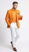 Men’s Mango Orange Blazer with Matching Shirt and Bow Tie, White Pants Formal Outfit