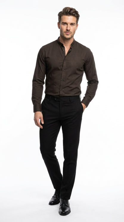 Mandarin Collarless Nehru Collar Preacher Round Style Multi-color Men's Dress Shirt - SG01