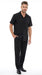 Men’s Black Big and Tall Walking Suit with Short Sleeve Shirt and Matching Pants, Casual Suit up to 6XL