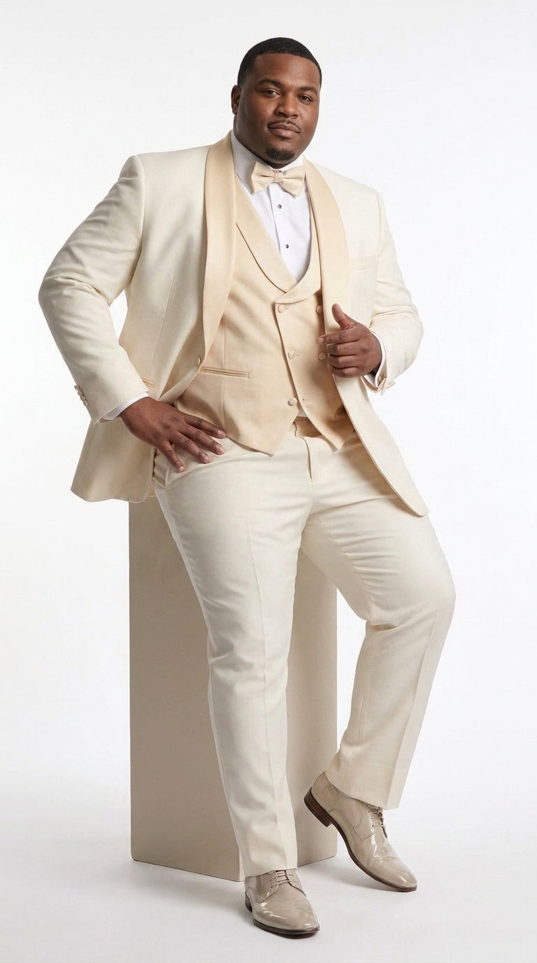 Men’s Champagne Cream Ivory Suit, Off White Formal Wedding Groom Tuxedo Suit