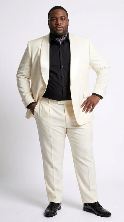 Men’s Champagne Ivory Shawl Collar Suit, 1 Button Cream Off White Dinner Jacket Tuxedo