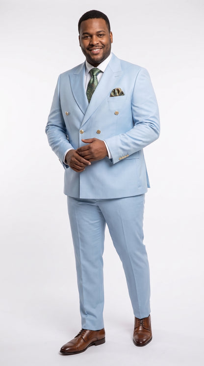 Rossi Man Men’s Blue Double-Breasted Suit – Peak Lapel Formal Wedding & Prom Suit