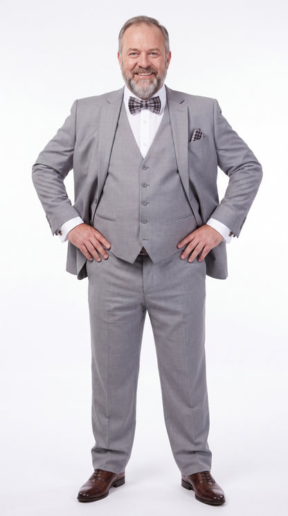 Slim Fit Suit Gray Narrow Lapel LOW VEST Vented European Men'S Slim Fit Suits - Three Piece Suit