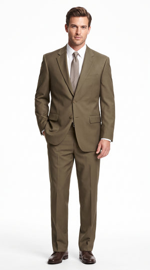 Carlo Lusso Men's Taupe 2-Button Suit – Classic Single-Breasted Business, Wedding & Formal Dress Suit