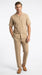Men’s Blue Seersucker 2 Piece Walking Set, Short Sleeve Shirt and Pants Summer Outfit