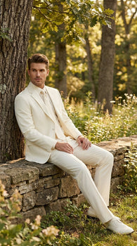 Lucci Classic Ivory 2-Button Budget Tuxedo - Pleated Slacks