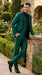 Men’s Emerald Green 3 Piece Tuxedo with Black Satin Shawl Lapel and Matching Vest