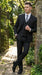 Men’s Jet Liquid Black Suit with White Pinstripes, 2 Button Vested Formal Dress Suit