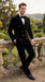 Men’s Rossi Man Zeus Black Velvet Double Breasted Tuxedo Suit, Formal Wedding Prom Dinner Suit Set