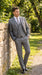 Men’s Charcoal Grey Windowpane Plaid 3 Piece Suit, 2 Button Vested Formal Dress Suit