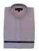 Men's Mandarin Banded Collar Pastor Preacher Minister Short Sleeve Preacher Round Style White collarless Shirt