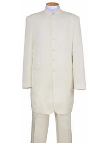 Mandarin Collar Tuxedo - Mandarin Tuxedo - No Collar Suit - Cream Suit