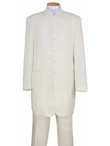 Mandarin Collar Tuxedo - Mandarin Tuxedo - No Collar Suit - Cream Suit