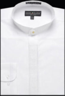 Men'S Collarless Embroidered Mandarin Banded Collar Preacher Round Style White Men'S Dress Shirt