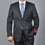 Mantoni Suit - Signature Menswear Wool Fabric SuitsOutlet - Brand Men's Slim-fit Black patterned 2-button Suit - High End Suits - High Quality Suits