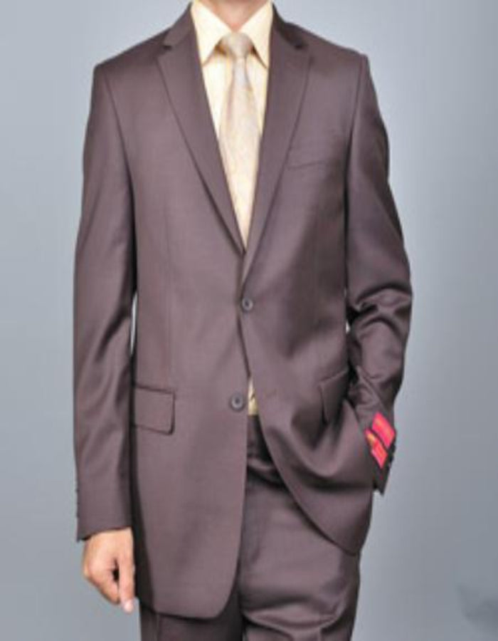 Mantoni Suit - Signature Menswear Wool Fabric SuitsOutlet - Brand Men's Brown Two-button Suit - High End Suits - High Quality Suits