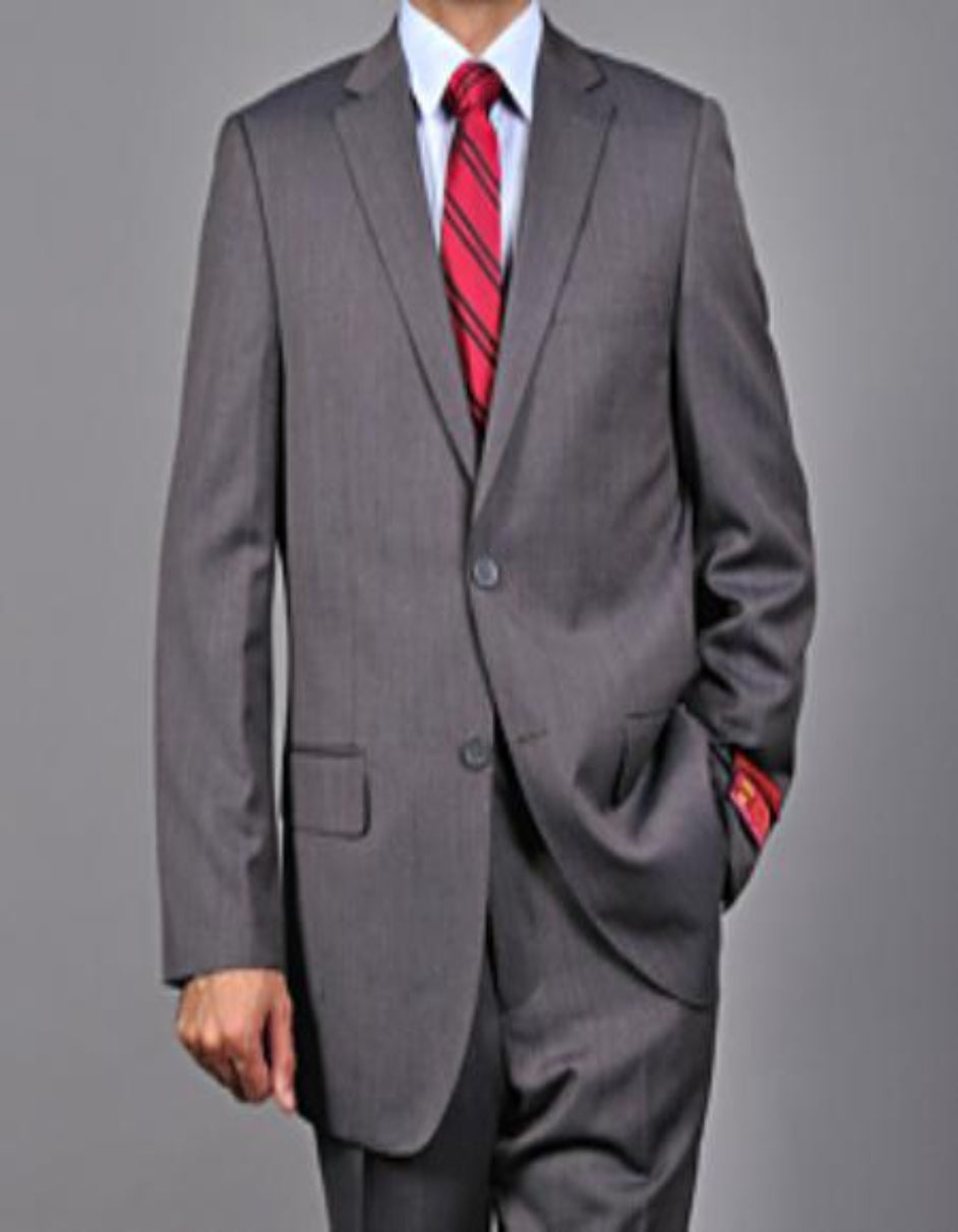 Mantoni Suit - Signature Menswear Wool Fabric SuitsOutlet - Brand Men's Grey 2-button Suit - High End Suits - High Quality Suits