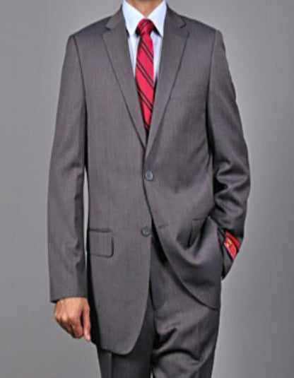 Mantoni Suit - Signature Menswear Wool Fabric SuitsOutlet - Brand Men's Grey 2-button Suit - High End Suits - High Quality Suits