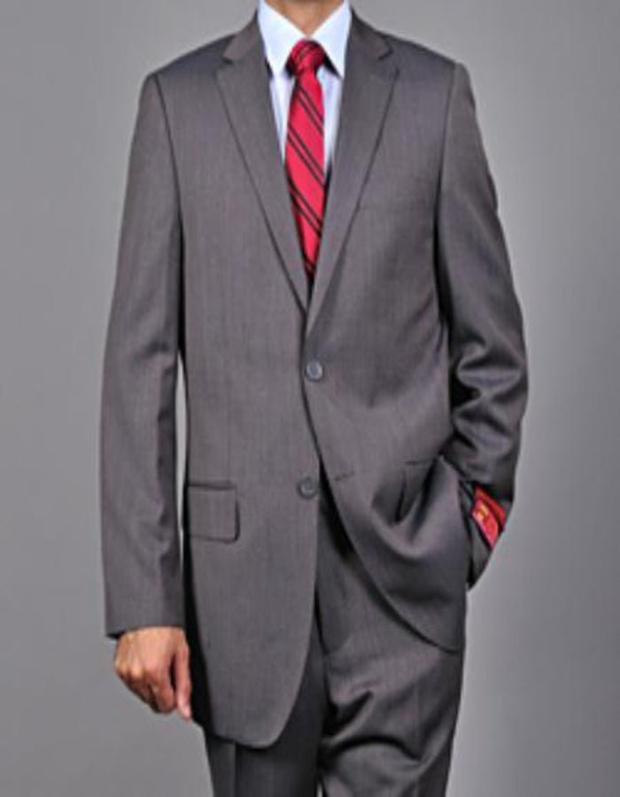 Mantoni Suit - Signature Menswear Wool Fabric SuitsOutlet - Brand Men's Grey 2-button Suit - High End Suits - High Quality Suits