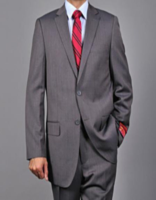 Mantoni Suit - Signature Menswear Wool Fabric SuitsOutlet - Brand Men's Grey 2-button Suit - High End Suits - High Quality Suits