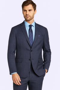 Mantoni Suit Brand Men’s Suit-Blue Gray Check- High End Suits - High Quality Suits