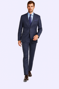 Mantoni Suit Brand Men’s Suit-Blue Gray Check- High End Suits - High Quality Suits