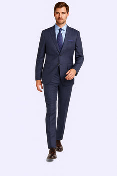 Mantoni Suit Brand Men’s Suit-Blue Gray Check- High End Suits - High Quality Suits - Image 2