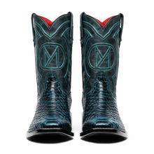 Marco Di Milano Kansas Black / Blue Python Round Toe Cowboy Boots