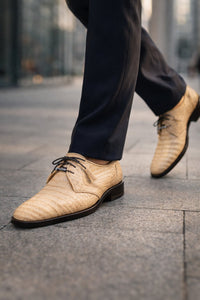 Marco Milano Exotic Caiman Shoes Oryx Tan Gator Derby Lacio