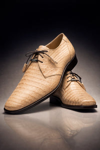 Marco Milano Exotic Caiman Shoes Oryx Tan Gator Derby Lacio