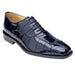 Belvedere Mare Navy Blue Ostrich Leg & Eel Skin Men's Dress Shoe