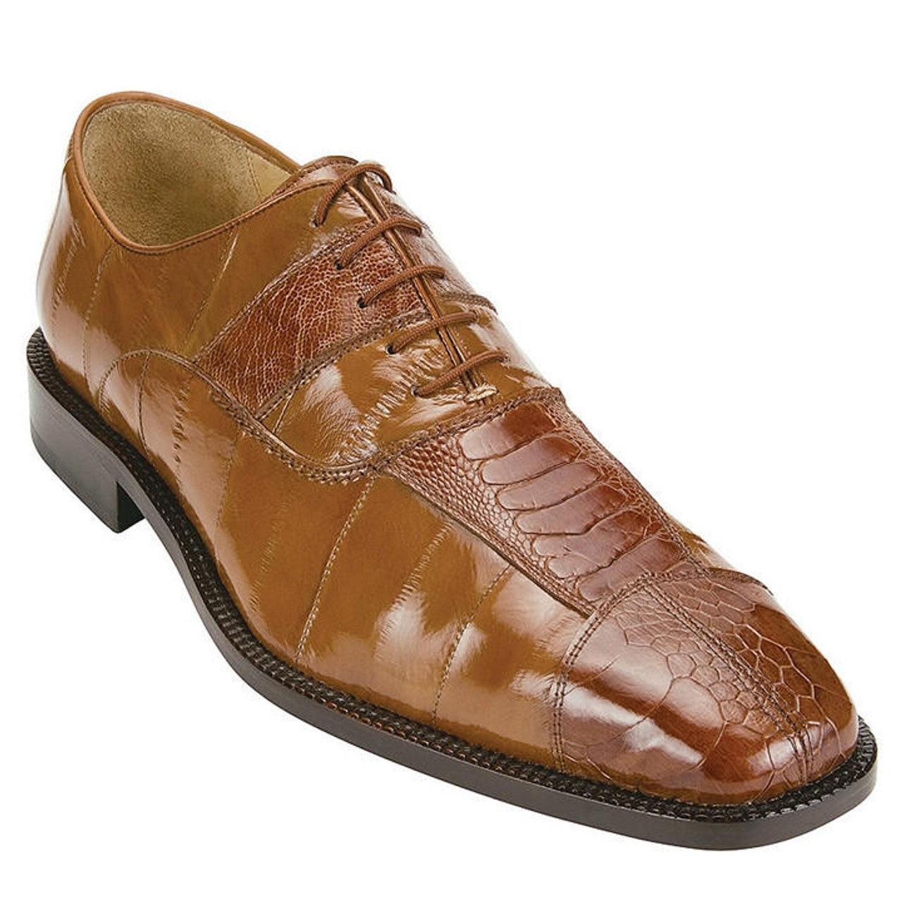 Belvedere Shoes Mare Camel Eel Ostrich Shoes 2P7