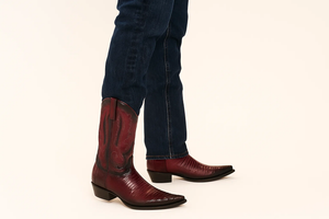 Men's Los Altos Boots Genuine Teju Lizard Faded Burgundy ~ Wine ~ Maroon Color Dress Cowboy Boot Cheap Priced For Sale Online With Cowboy Heel - Image 2