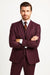 Men'S 2 Button Athletic Cut Regular Fit Suit Burgundy ~ Wine ~ Maroon Suit