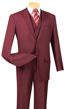 Mens Vinci Two Button Classic Maroon Suit