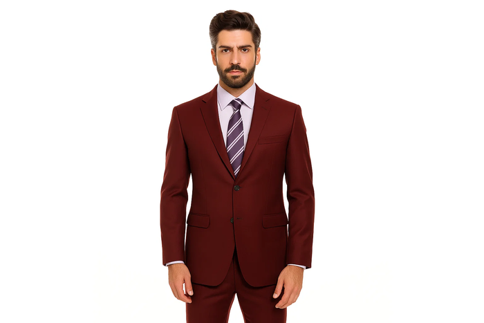 Men'S Solid Burgundy ~ Maroon Suit ~ Wine Color Cheap Priced Unique Fashion Designer Men'S Dress Blazers Sale - Image 2