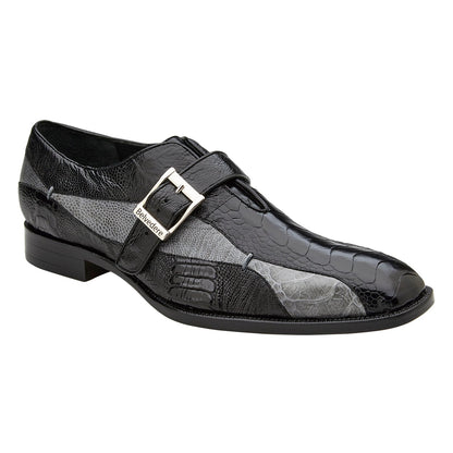 Belvedere Marte Black & Gray Alligator Leather Oxford
