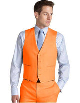 Matching Waistcoat Wedding ~ Prom Dress Tuxedo Wedding Men's Vest ~ Waistcoat ~ Waist coat & Orange Flat Front Pants Set